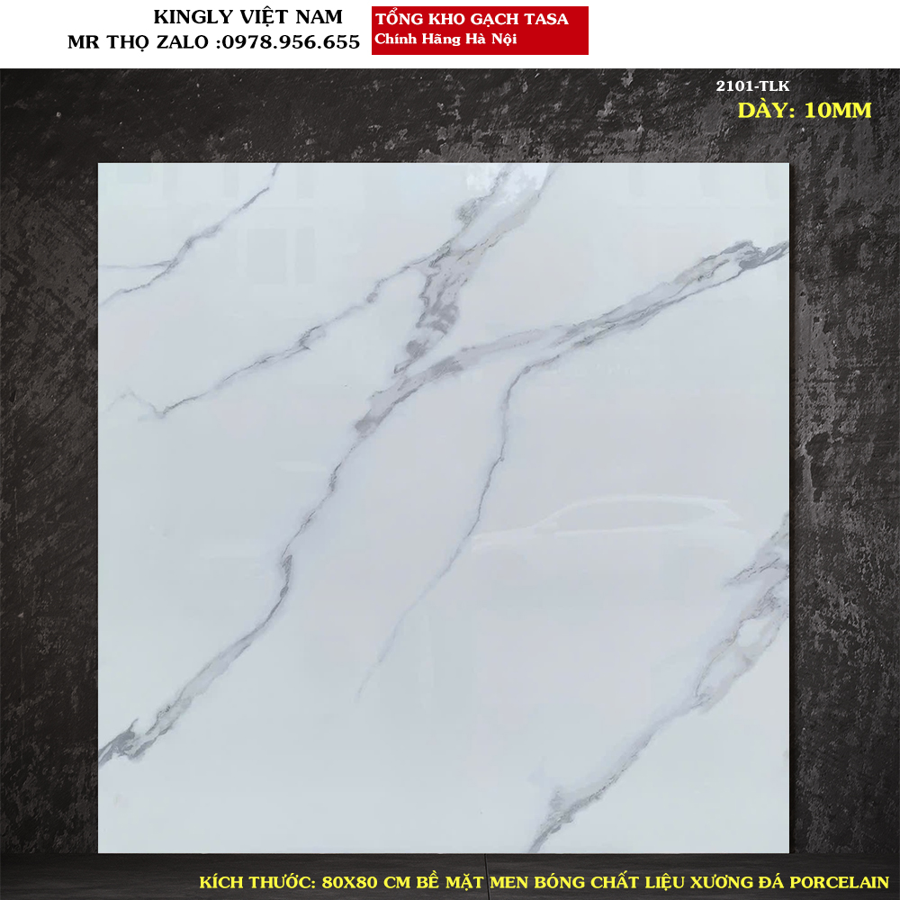 Gạch lát nền trắng vân TASA 80X80 CM 2101 Loại 1